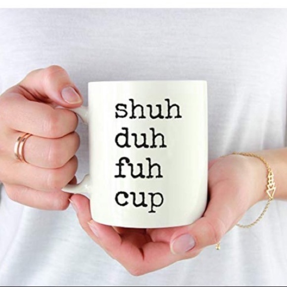 Funny Coffee Tea Mug Gift, Typewriter Style, Shuh Duh Fuh Cup 2-Pack Bundle Gift - Picture 3 of 11